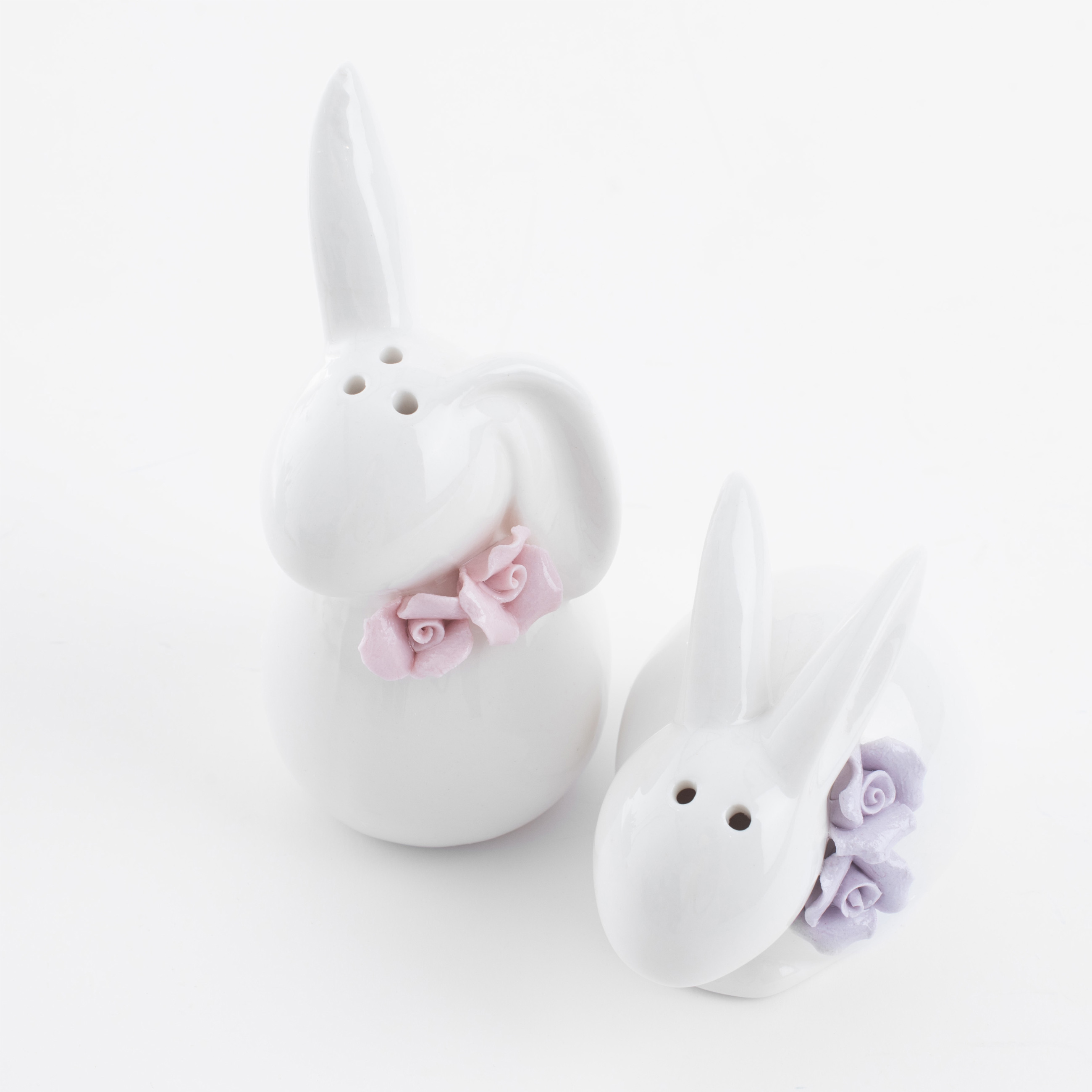 Набор для соли и перца, 10 см, фарфор P, белый, Кролики с цветами, Pure Easter изображение № 2