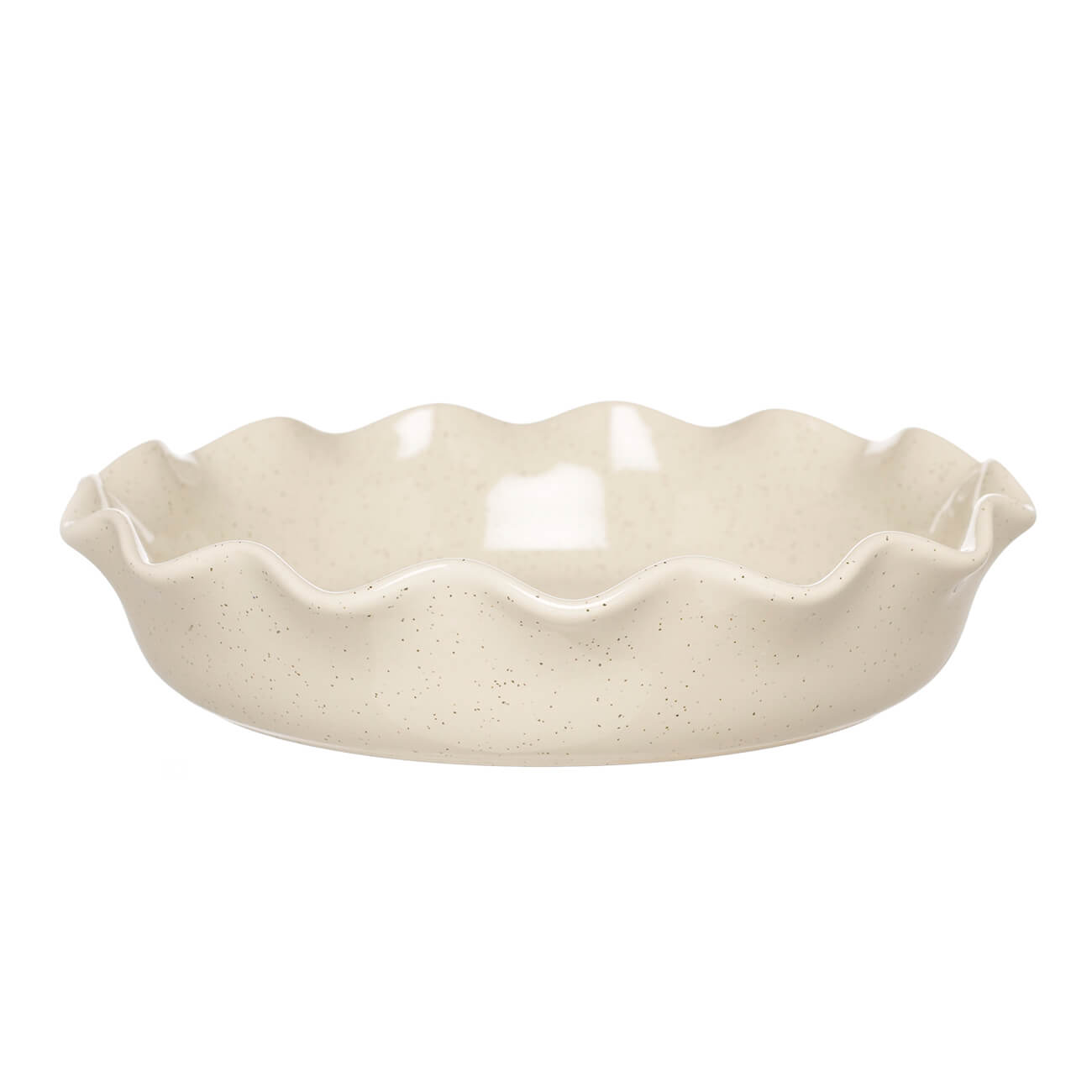 Форма для запекания, 25х5 см, керамика, круглая, молочная, в крапинку, Волна, Cakes new блюдо для запекания berghoff 18х12 5 см керамика 4490281