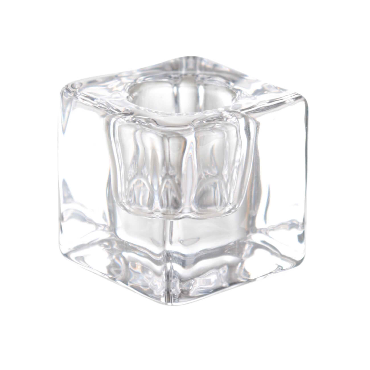 Подсвечник, 4 см, для тонкой свечи, стекло, Cube подсвечник металл стекло на 3 свечи сплетённые кольца золото 18х6х10 см