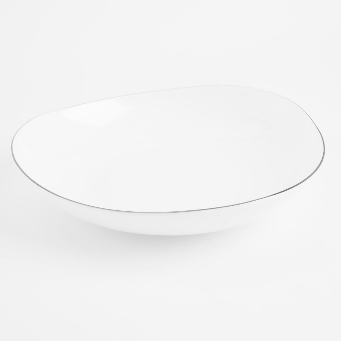 Тарелка суповая, 21х4 см, фарфор F, белая, Bend silver тарелка суповая easy life море 20 5 см