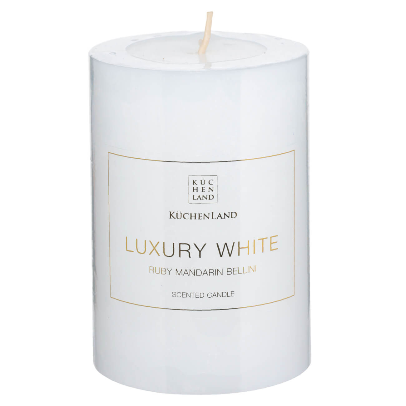 Свеча ароматическая, 10 см, цилиндрическая, белая, Ruby Mandarin Bellini, Luxury white