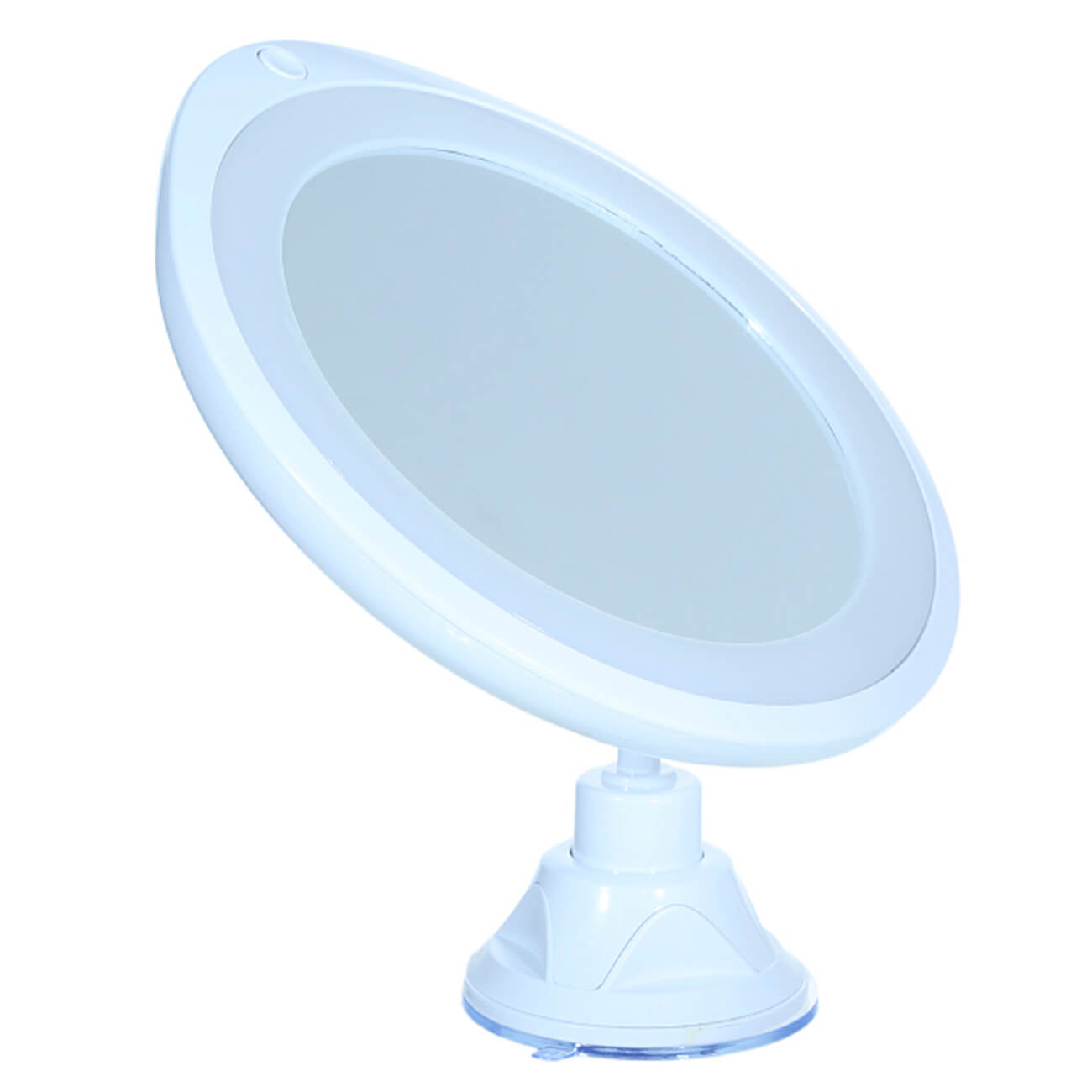 Зеркало подвесное, 13 см, увеличительное, с подсветкой, на присоске, пластик, белое полка для ванной пластик в помещении на присоске 9 8х5 2 см прозрачная tc0030a