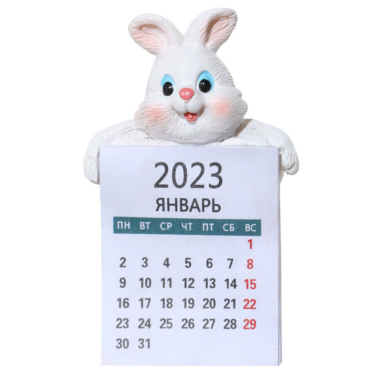 Магнит с календарем, 8 см, полирезин/бумага, Серый кролик, Rabbit