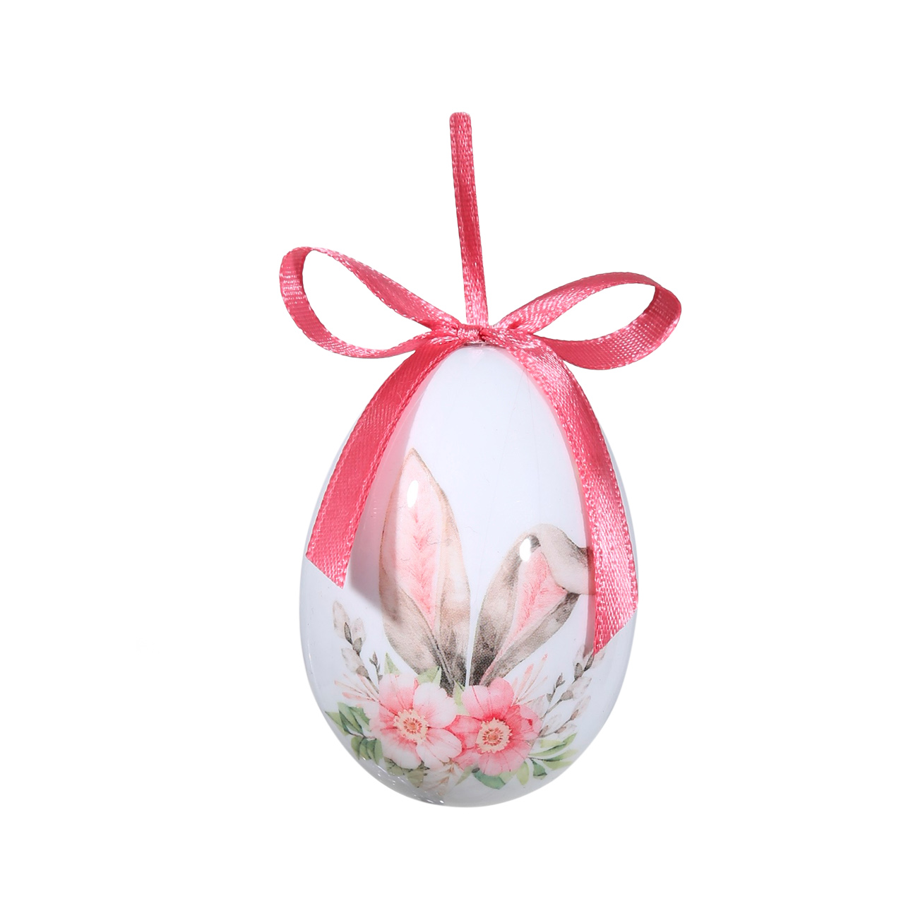 Подвеска, пасхальное яйцо, 6 см, пенопласт, розовая, Кроличьи ушки, Easter