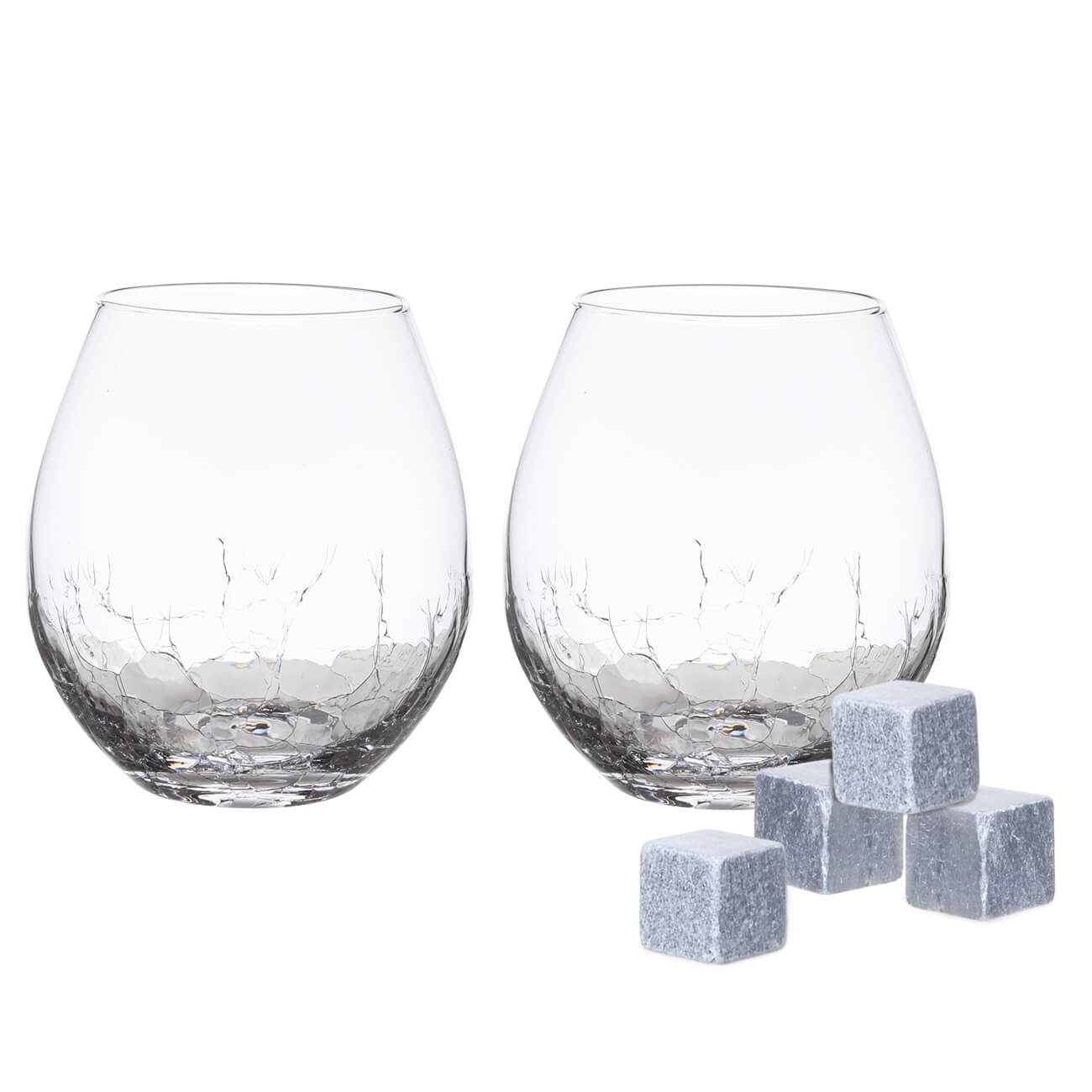 Набор для виски, 2 перс, 6 пр, стаканы/кубики, стекло/стеатит, Кракелюр, Ice iq кубики