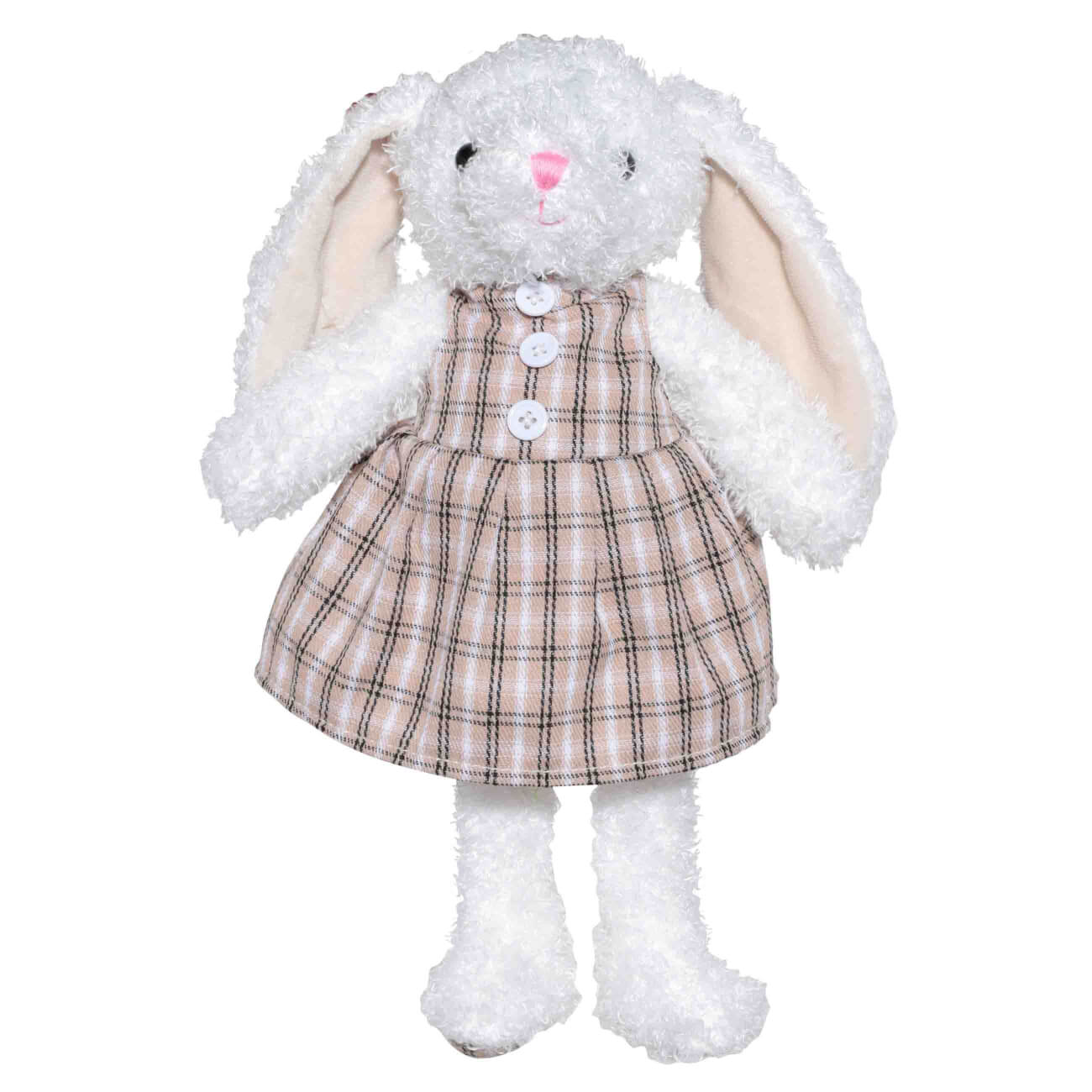 Игрушка, 21 см, мягкая, полиэстер, бежевая, Крольчиха в платье, Rabbit мягкая игрушка медведь с бантиком 22 см