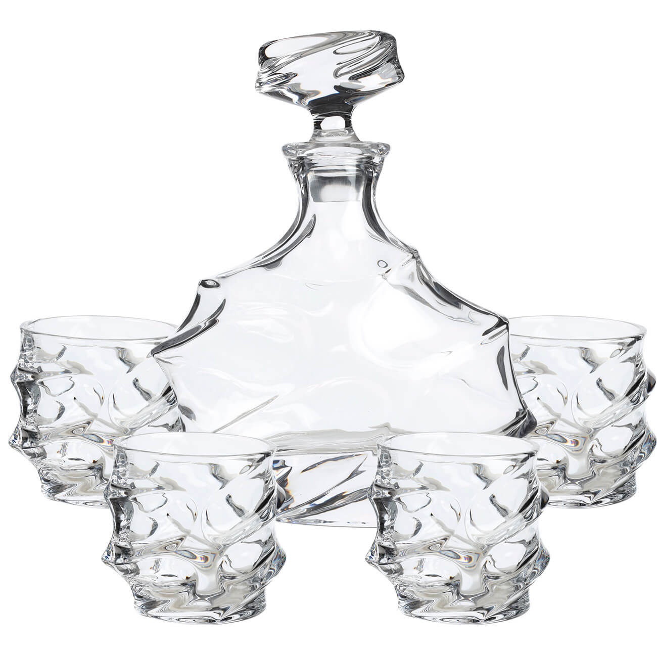 Набор для виски, 4 перс, 5 пр, графин/стаканы, стекло Р, фигурный, Peak набор стаканов для виски crystal bohemia flat 280 мл 6 шт
