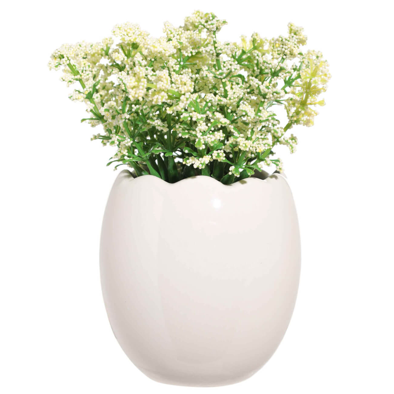 Растение искусственное, 22 см, в горшке, керамика/пенопласт, Белые цветы, Pot garden - фото 1