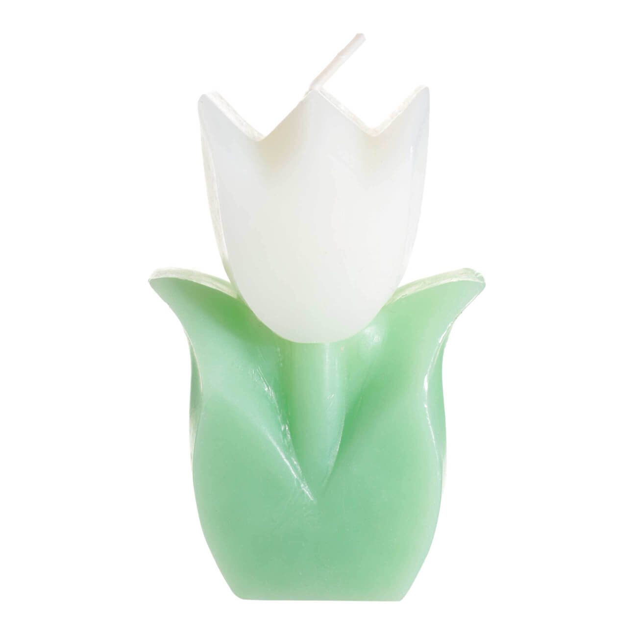 Свеча, 10 см, бело-зеленая, Тюльпан, Tulip garden свеча из вощина 4 5х4 5х12 5 см бронза металлик