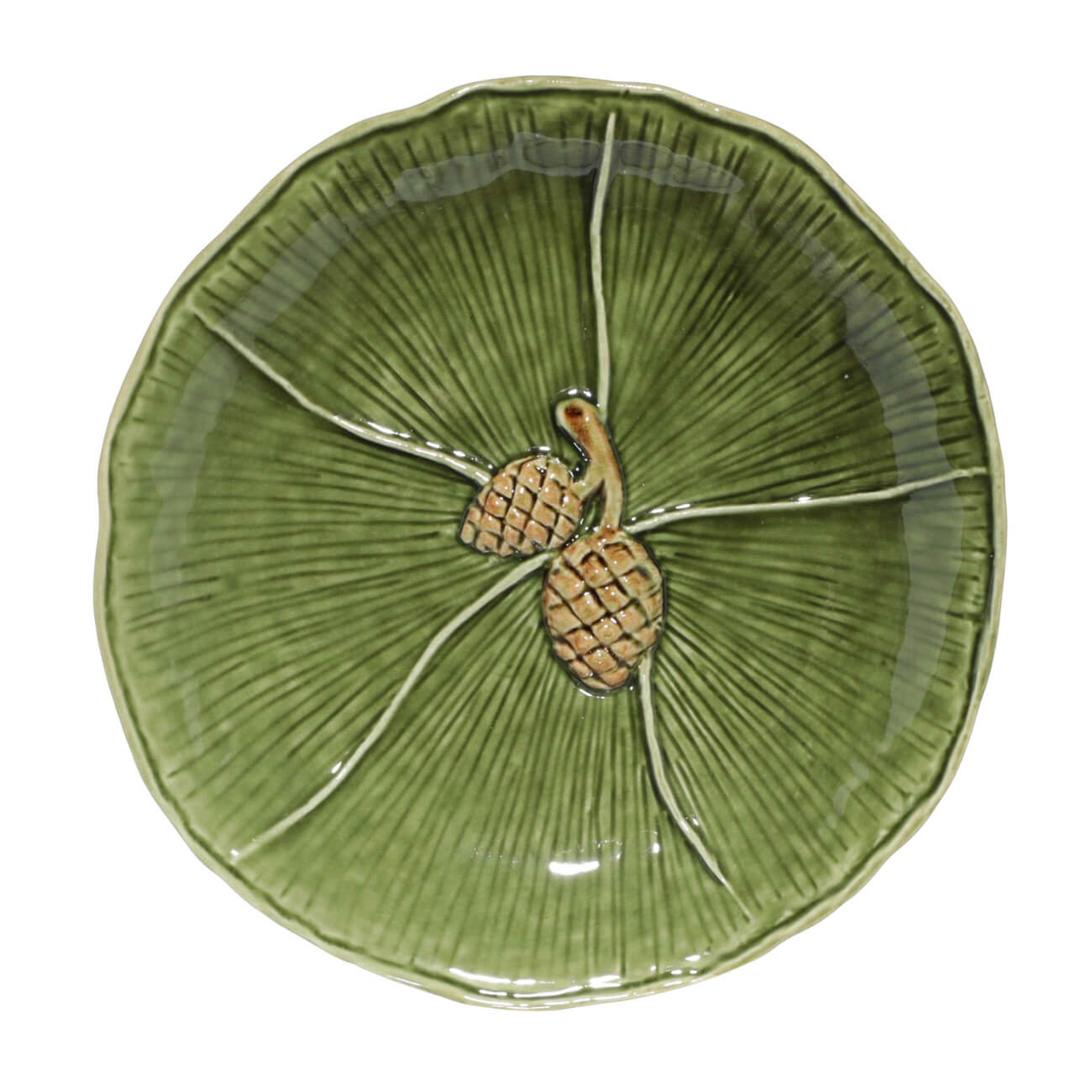 Блюдо, 19 см, керамика, зеленое, Шишки на листе, Fir cone изображение № 1