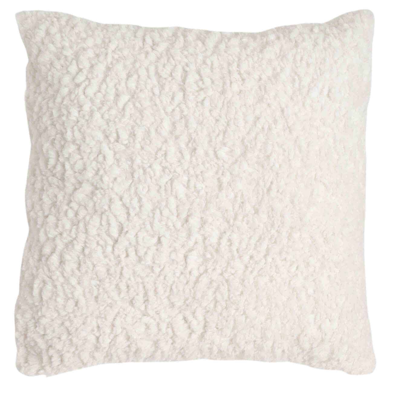Подушка декоративная, 45х45 см, искусственный мех/вельвет, молочная, Curled - фото 1