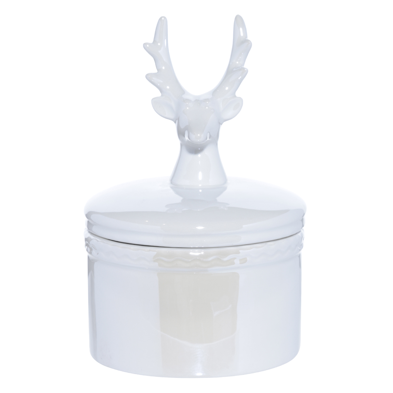 Шкатулка, 12 см, керамика, белая, Олень, Winter deer - фото 1