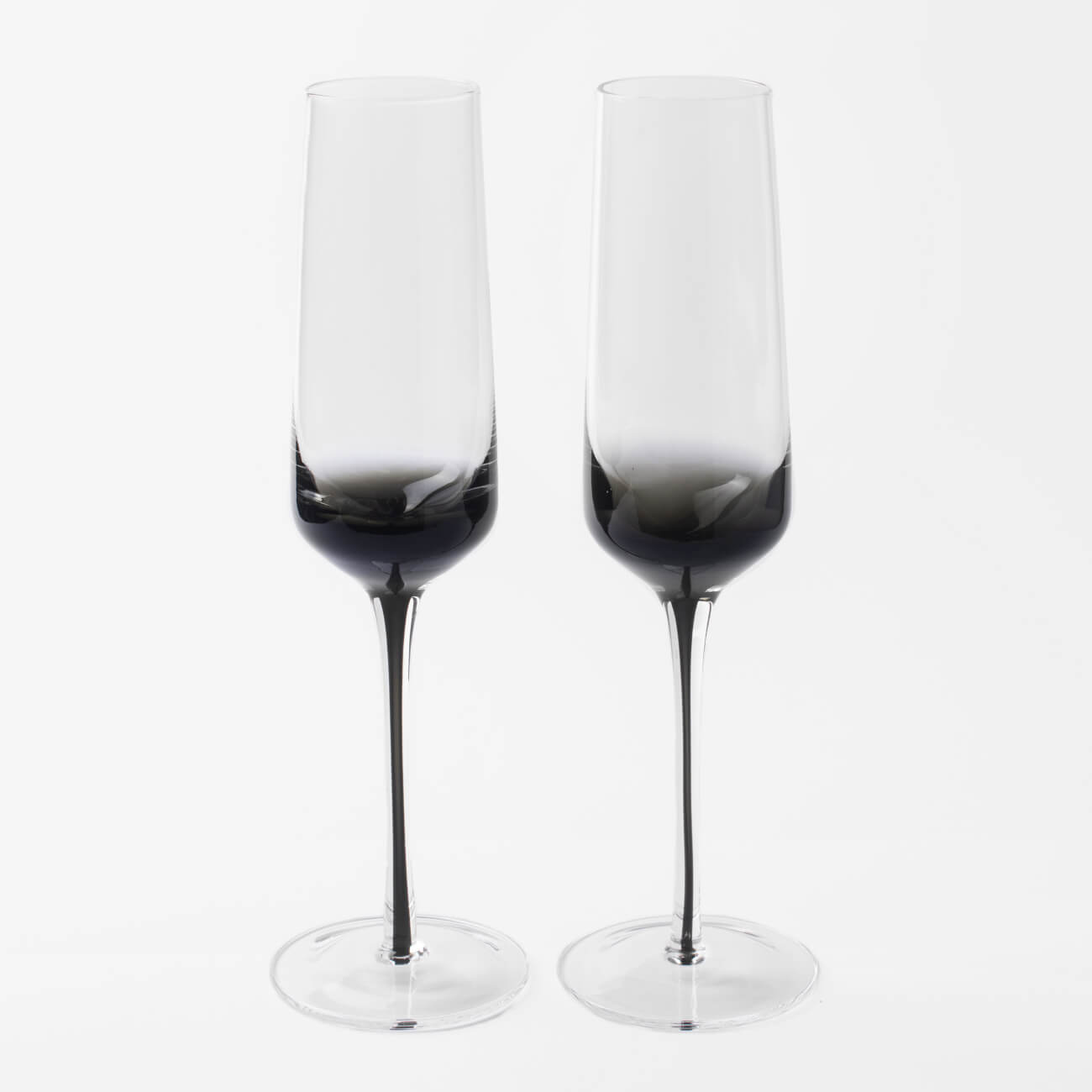 Бокал для шампанского, 220 мл, 2 шт, стекло, серый градиент, черная ножка, Stone color стул катрин з серый опора черная kt19723