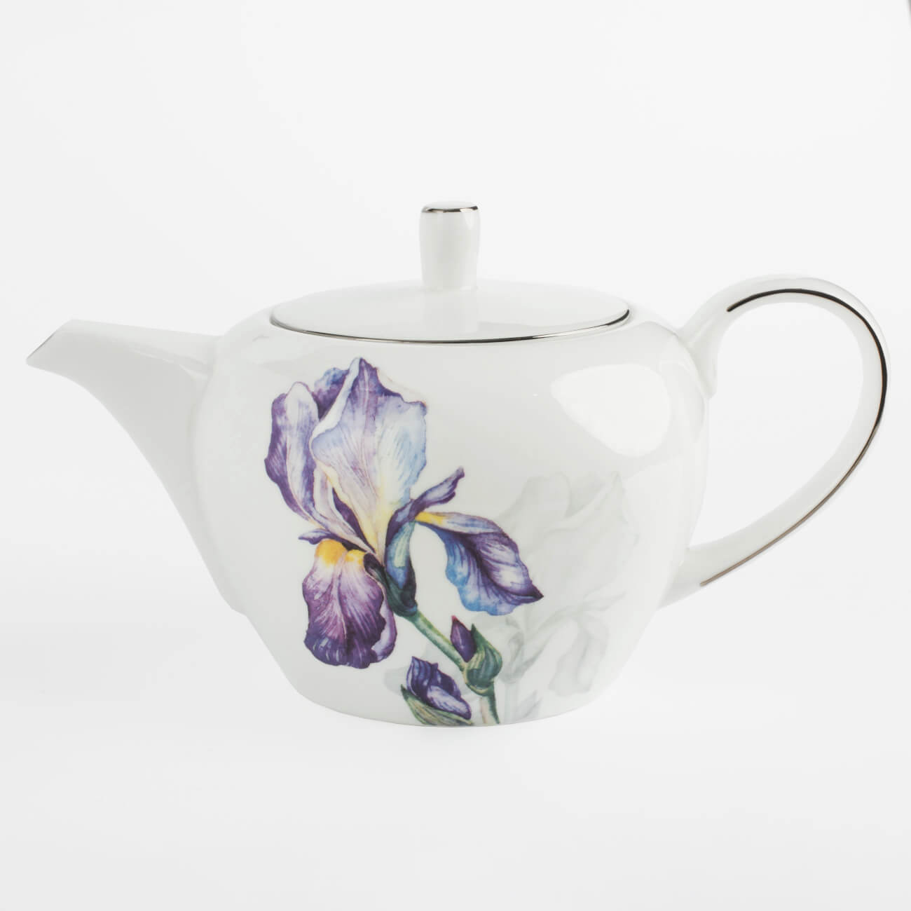 Чайник заварочный, 1,2 л, фарфор F, с серебристым кантом, Ирисы, Antarctica Flowers заварочный чайник zeidan z 4318 1000 мл