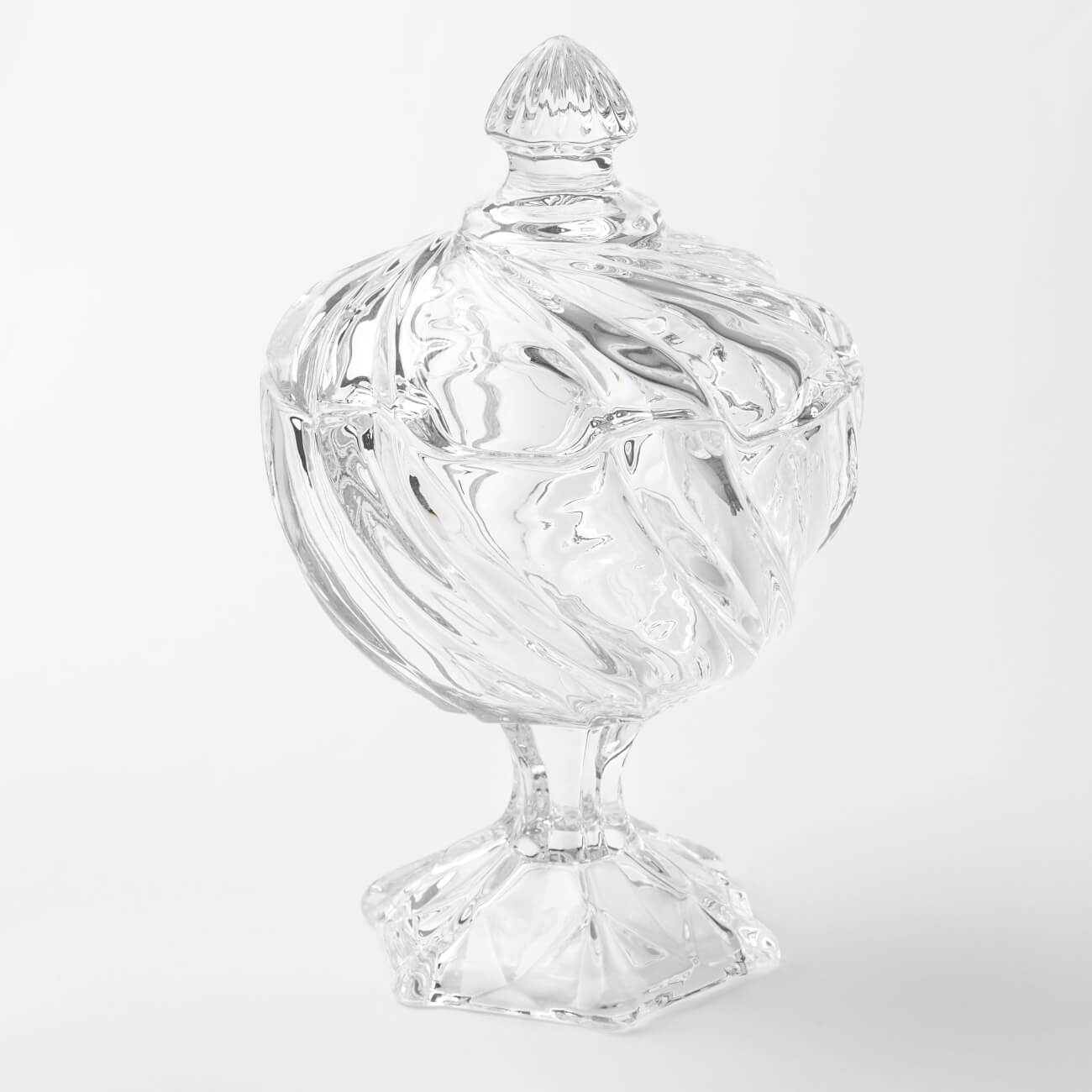 Конфетница, 14х23 см, 480 мл, на ножке, с крышкой, стекло Р, Torsido тарелка для торта crystal bohemia tulip на ножке с крышкой 40 см