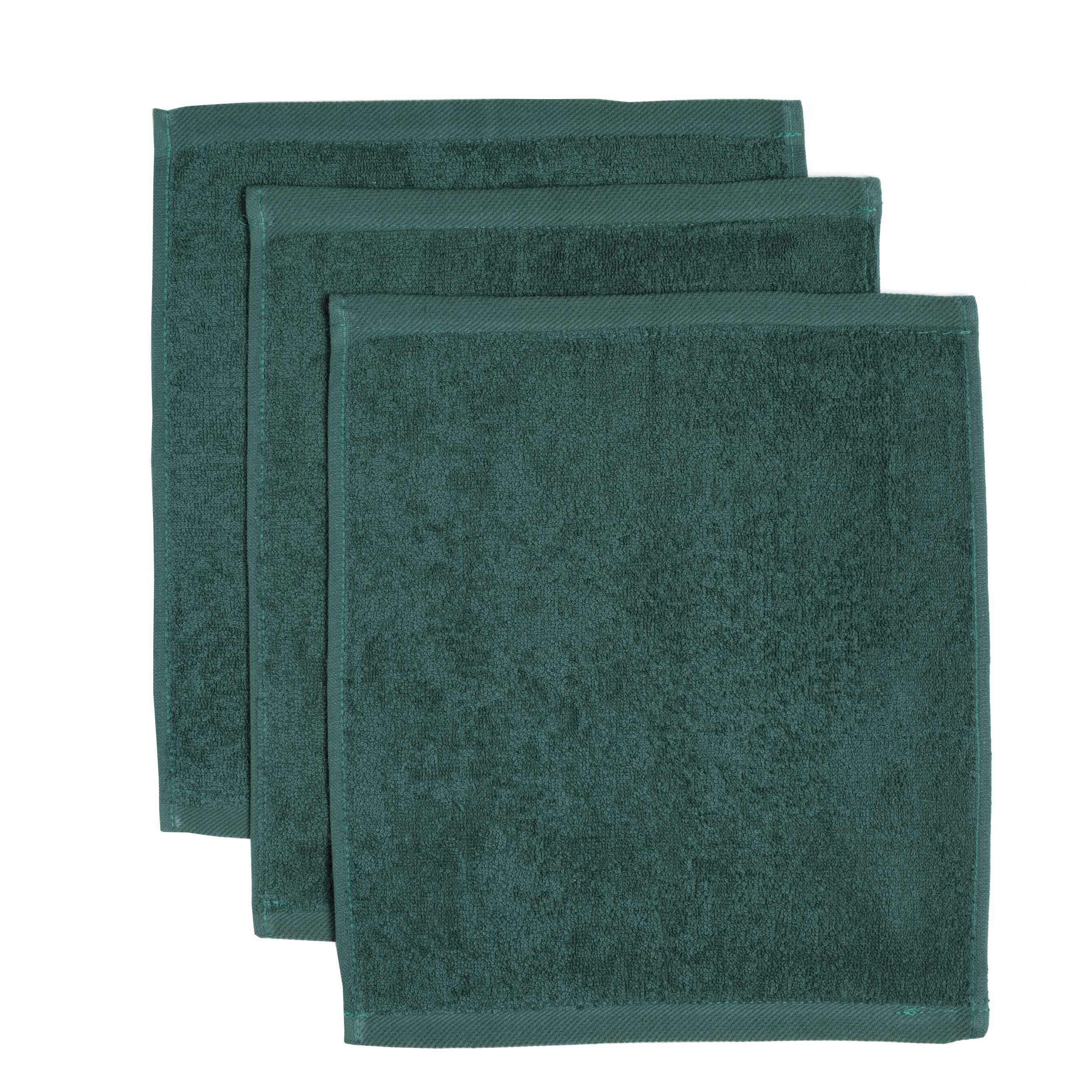Полотенце, 30х30 см, 3 шт, хлопок, темно-зеленое, Wellness изображение № 2