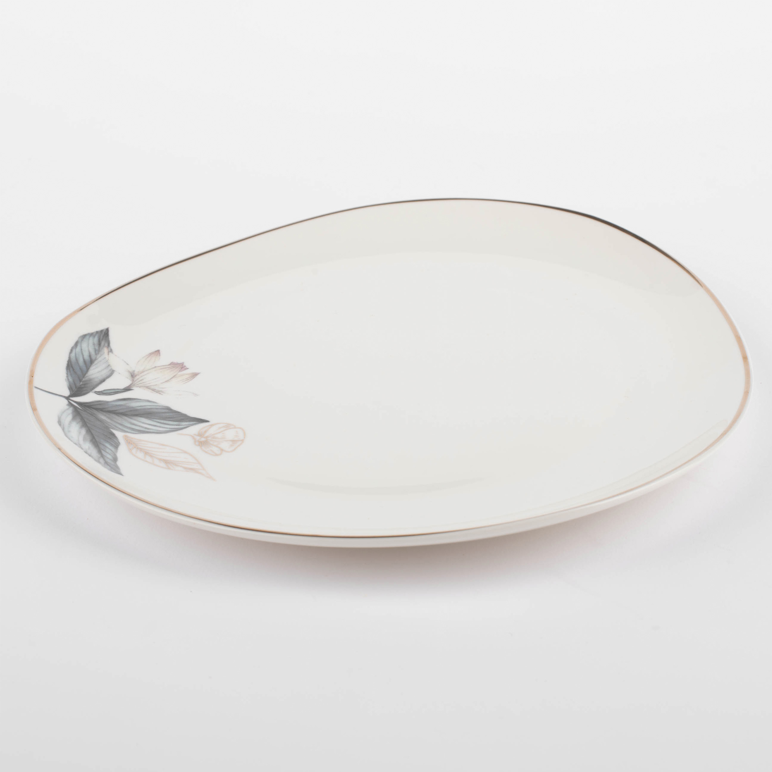 Тарелка закусочная, 21 см, фарфор N, белая, с золотистым кантом, Цветок и листья, Noir изображение № 3