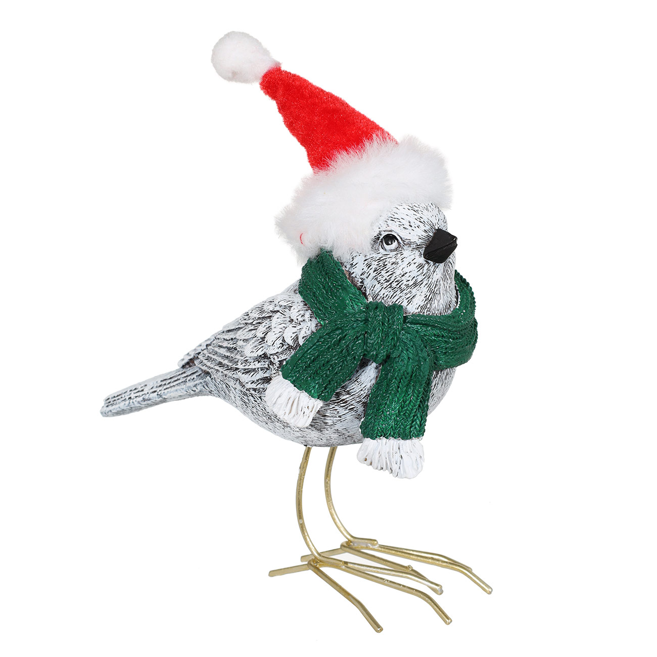 Статуэтка, 14 см, полирезин/металл, Птица в красной шапке, Christmas style - фото 1