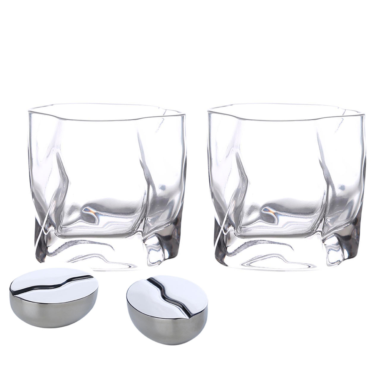 Набор для виски, 2 перс, 4 пр, стаканы/охлаждающие зерна, стекло/сталь, Slalom - фото 1