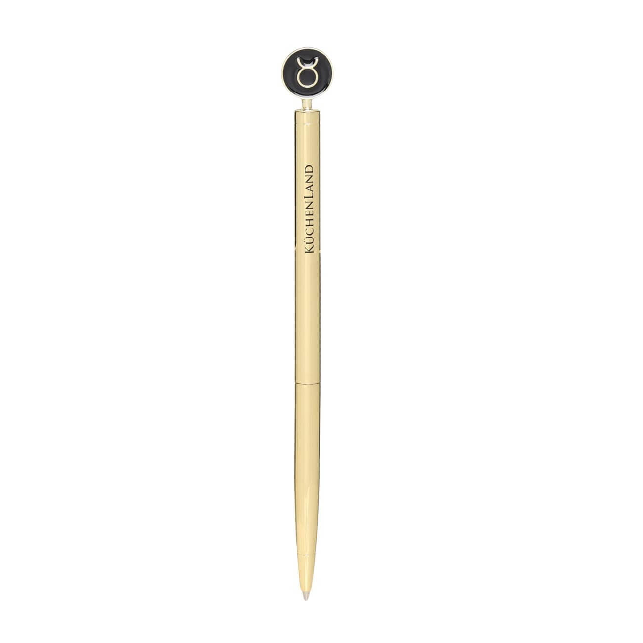 Ручка шариковая, 15 см, с фигуркой, сталь, золотисто-черная, Телец, Zodiac