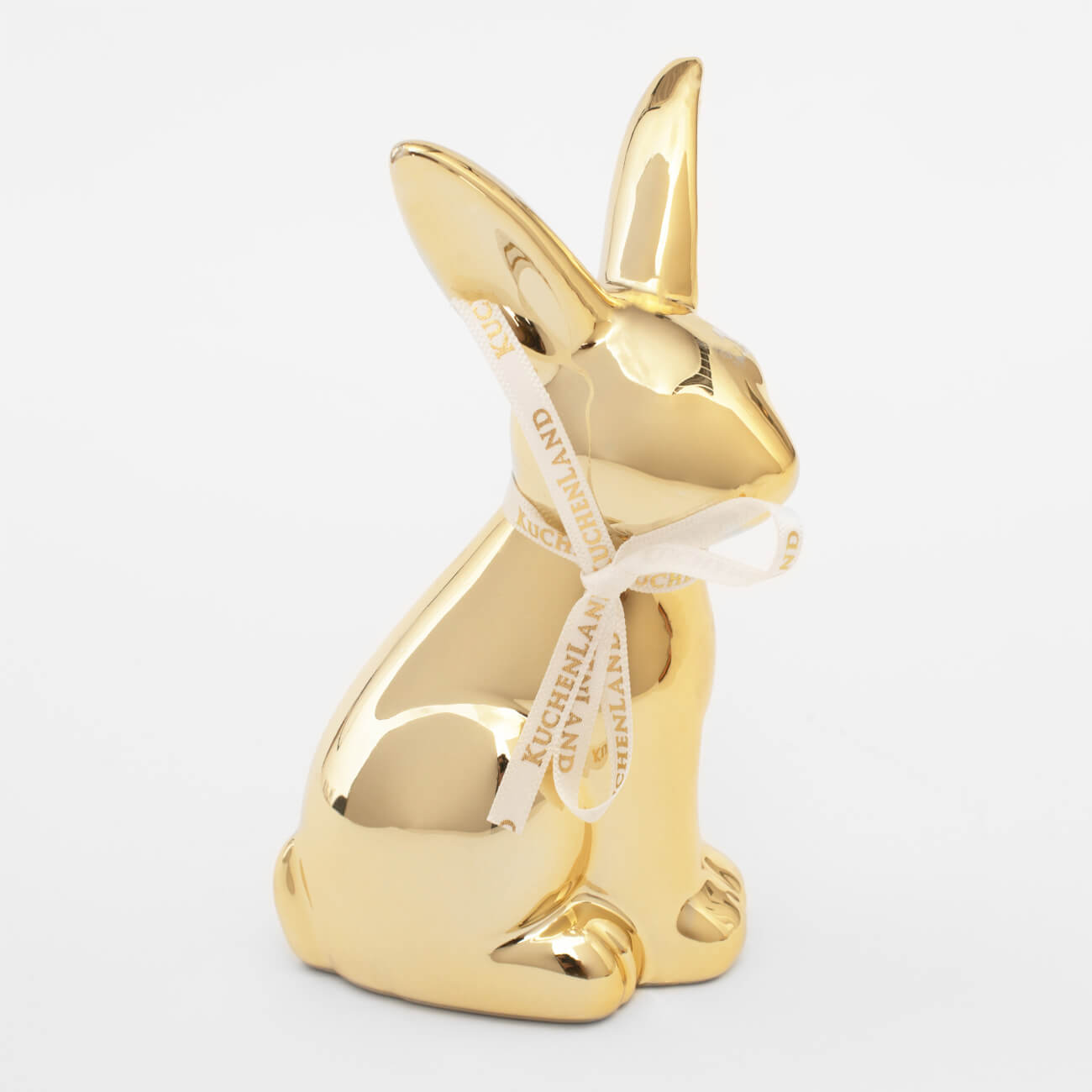 Статуэтка, 13 см, керамика, золотистая, Кролик, Easter gold статуэтка 13 см полирезин бело золотистая кролик с очным ожерельем easter gold