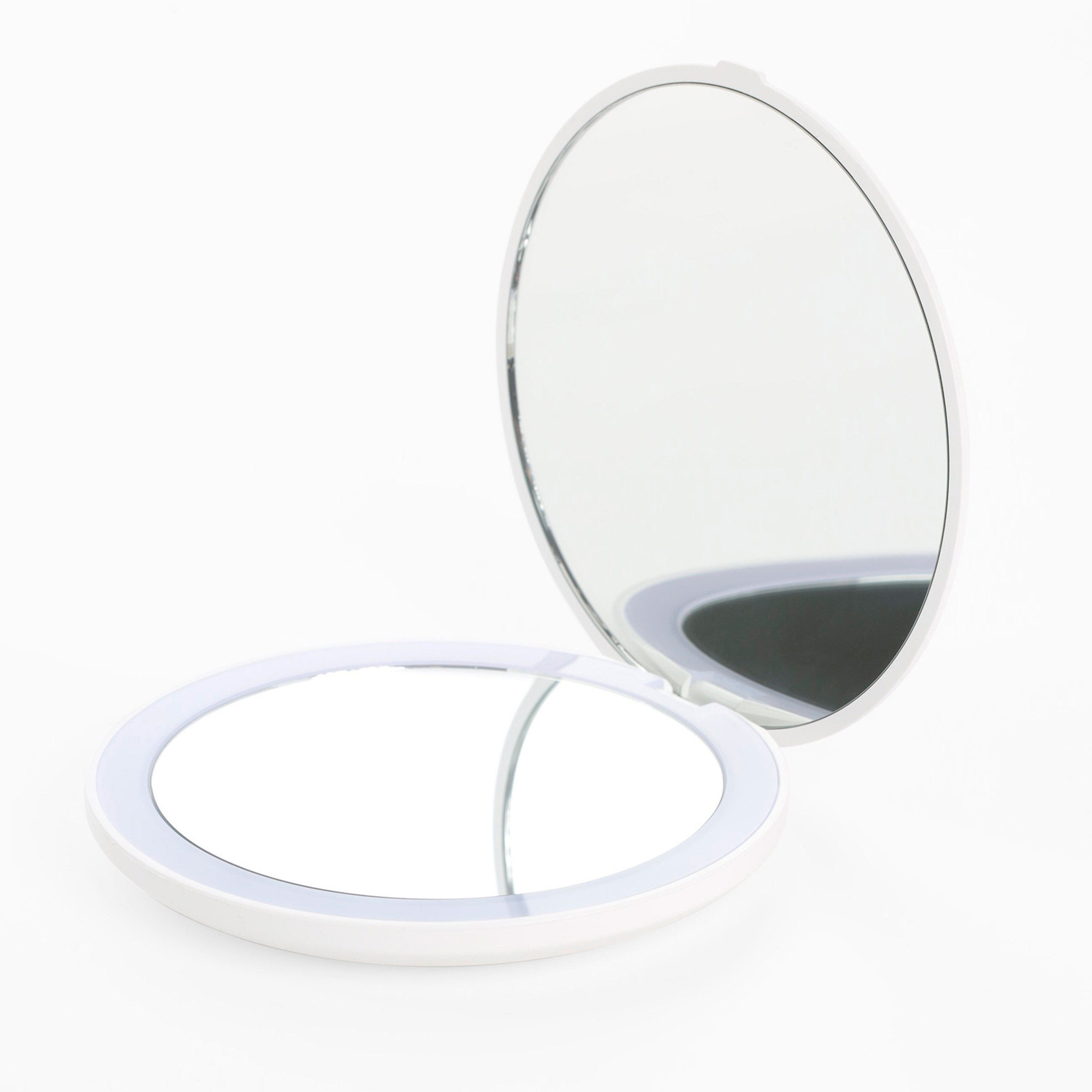 Зеркало карманное, 10 см, двустороннее, с подсветкой, пластик, белое, Vesta изображение № 2