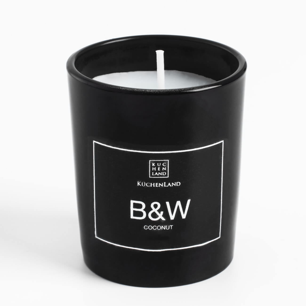 Свеча ароматическая, 6 см, в подсвечнике, стекло, черная, Coconut, B&W ночник свеча на подсвечнике led от батареек 3хlr44 золото 6х6х26 5 см