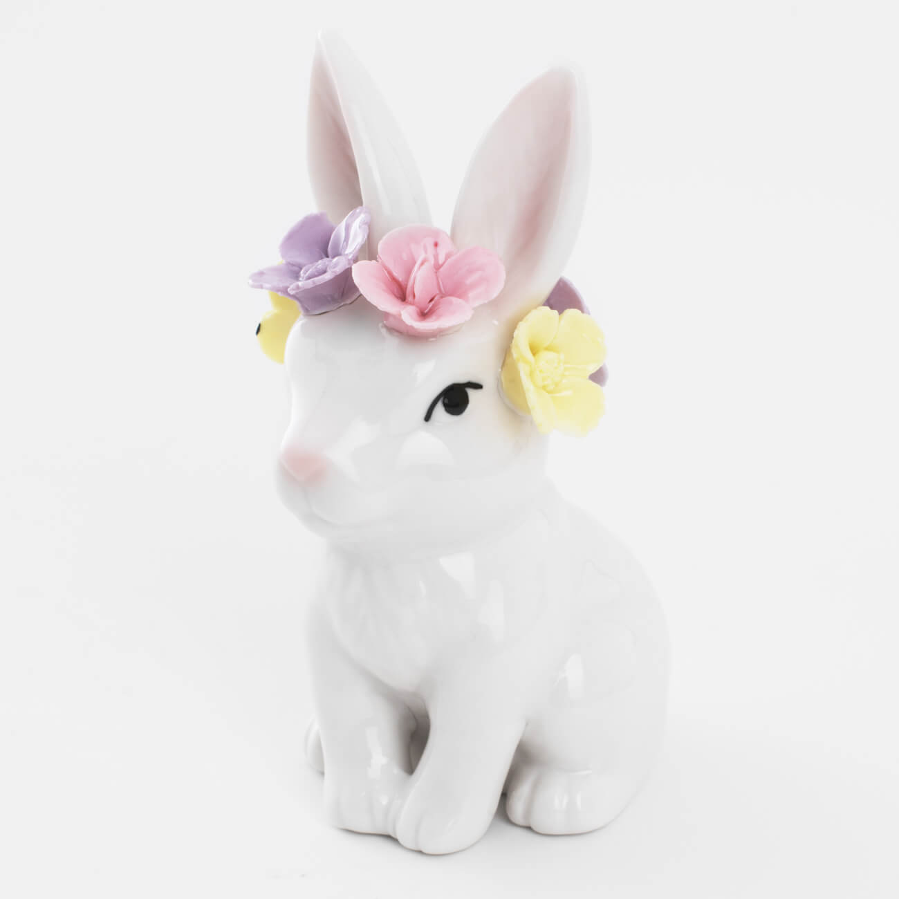 Статуэтка, 12 см, фарфор P, белая, Кролик в цветочном венке, Easter скатерть 170х250 см полиэстер белая кролик в листве natural easter
