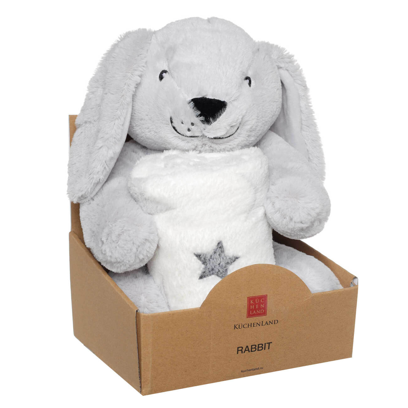 Плед с игрушкой, 75х90 см, флис/плюш, серый, Зайка, Rabbit мягкая игрушка зайка снежок с длинными ушами в шарфе 20 см
