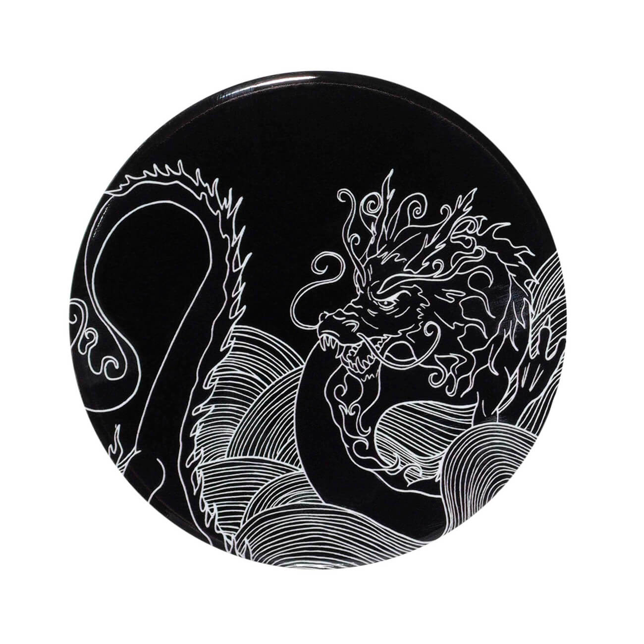 Подставка под кружку, 11 см, керамика/пробка, круглая, черная, Дракон, Dragon dayron декоративная фигура собака керамика черная 28x10x25 5 см