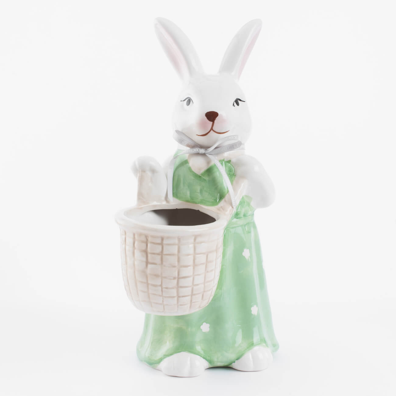 Ваза для цветов, 31 см, декоративная, керамика, Крольчиха с корзиной, Easter blooming подвеска декоративная 5 см керамика серебристая кролик pure easter