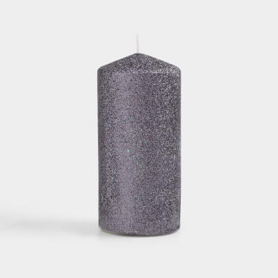 Свеча, 9 см, цилиндрическая, с блестками, графитовая, Sparkly candle