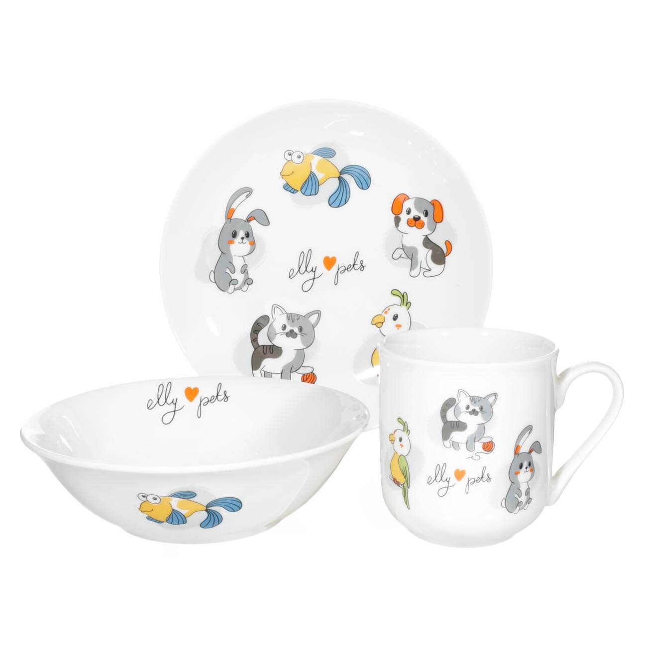 Набор посуды, детский, 3 пр, фарфор N, белый, My pets, Little pet кружка суповая sistema microwave 656 мл