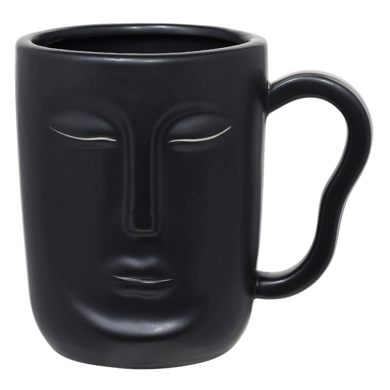 Кружка, 580 мл, керамика, черная, Лицо, Face блюдо 24 см керамика белое лицо face