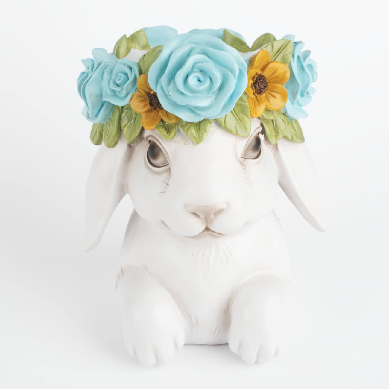 Ваза декоративная, 22 см, полирезин, серая, Кролик в венке, Pure Easter салфетка под приборы 30x45 см полиэстер прямоугольная белая кролик в ах pure easter