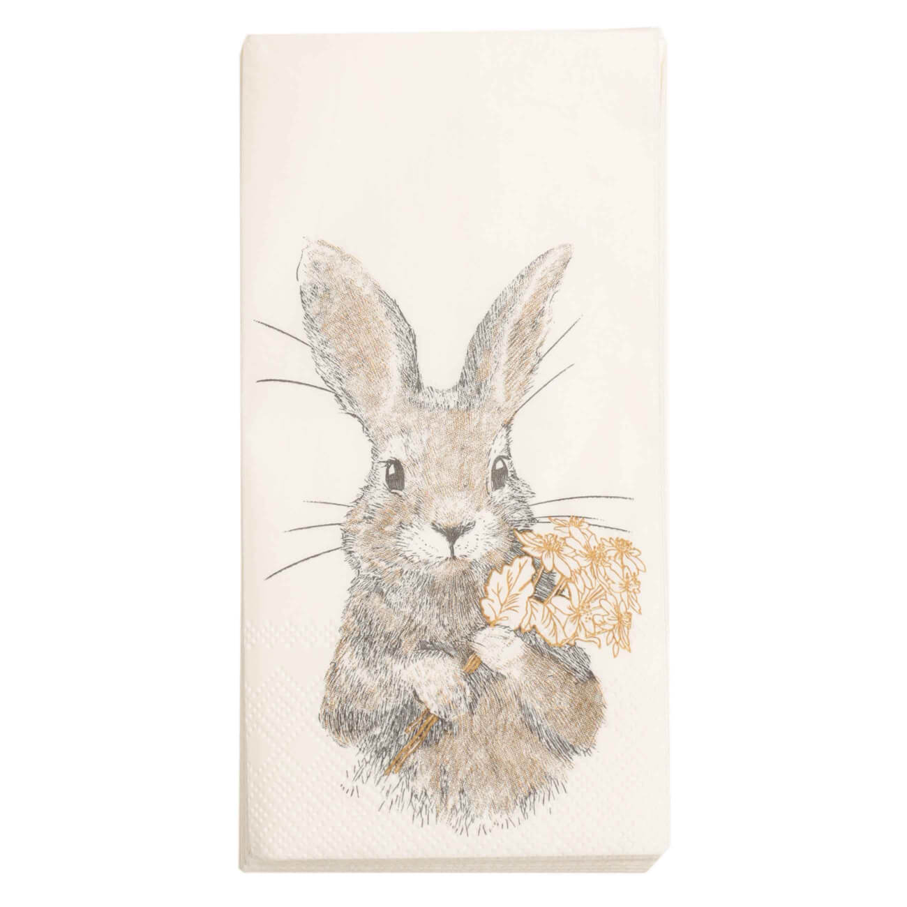 салфетки бумажные 33х23 см 20 шт фигурные белые кролик в очном венке pure easter Салфетки бумажные, 33х33 см, 20 шт, прямоугольные, белые, Кролик с цветами, Easter gold