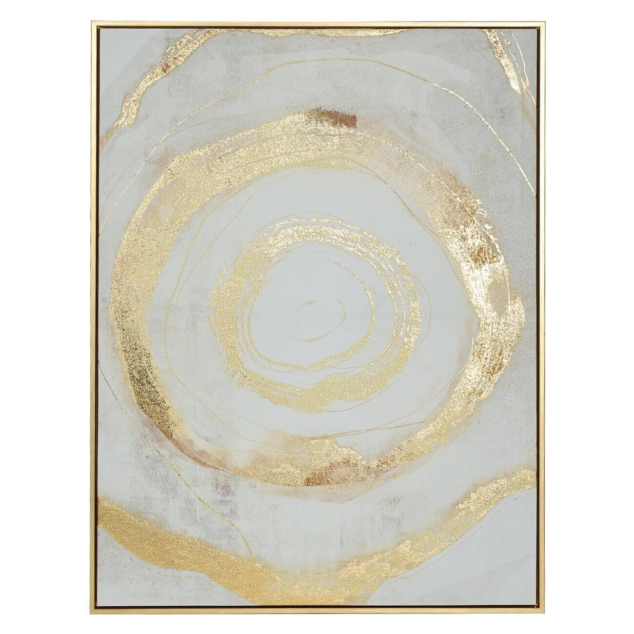 Картина в раме, 75х100 см, холст/фольга, золотисто-бежевая, Круги, Abstract фольга алюминевая paclan 20м х 29 см