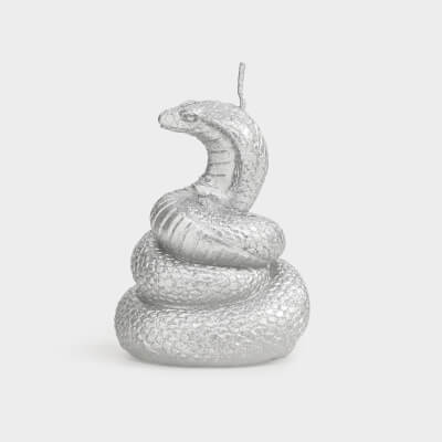 Свеча, 7 см, с блестками, серебристая, Кобра, Cobra silver