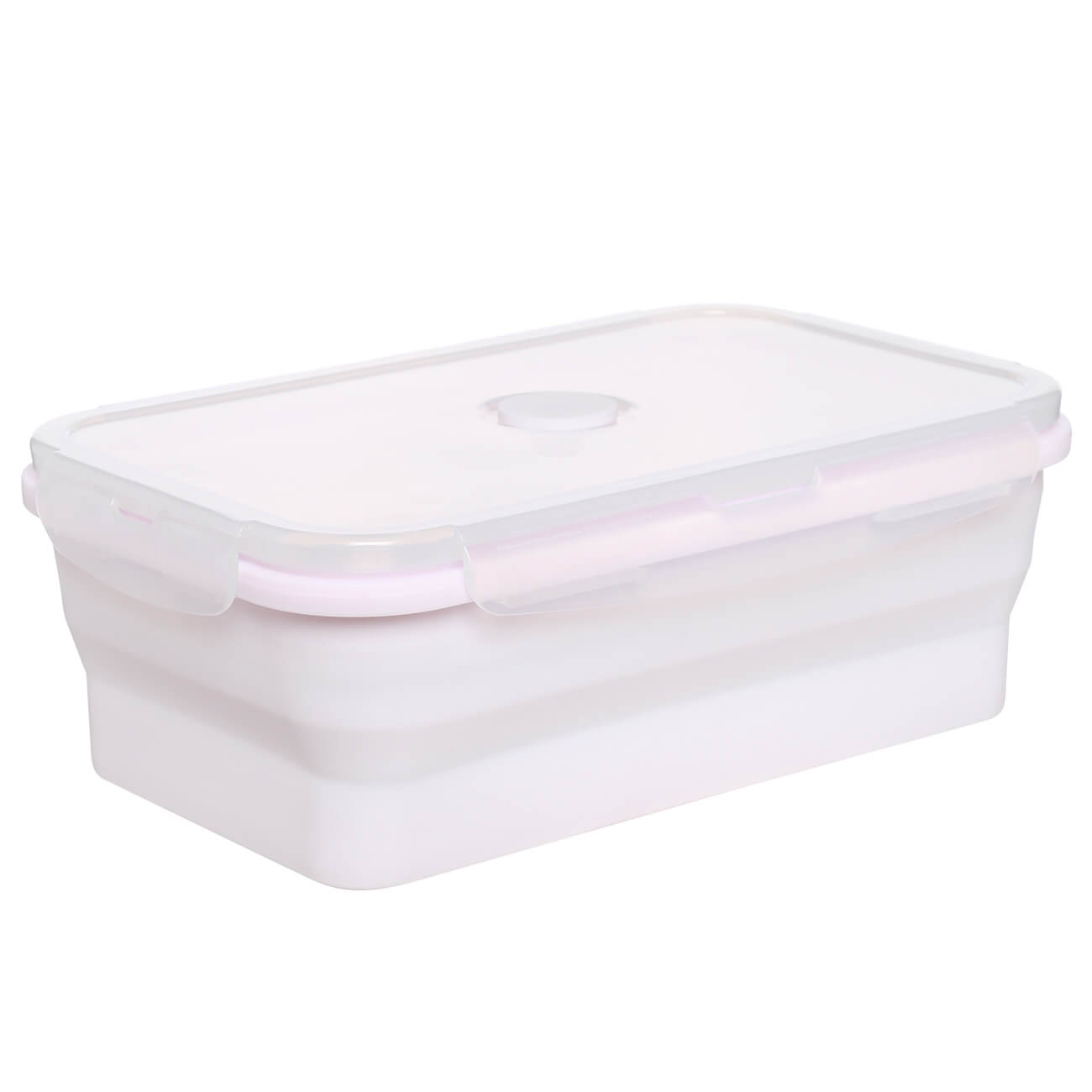 Контейнер, 1,2 л, складной, с клипсами, с клапаном, силикон/пластик, розовый, Portable контейнер складной с крышкой доляна коста 500 мл 16×10×6 см розовый