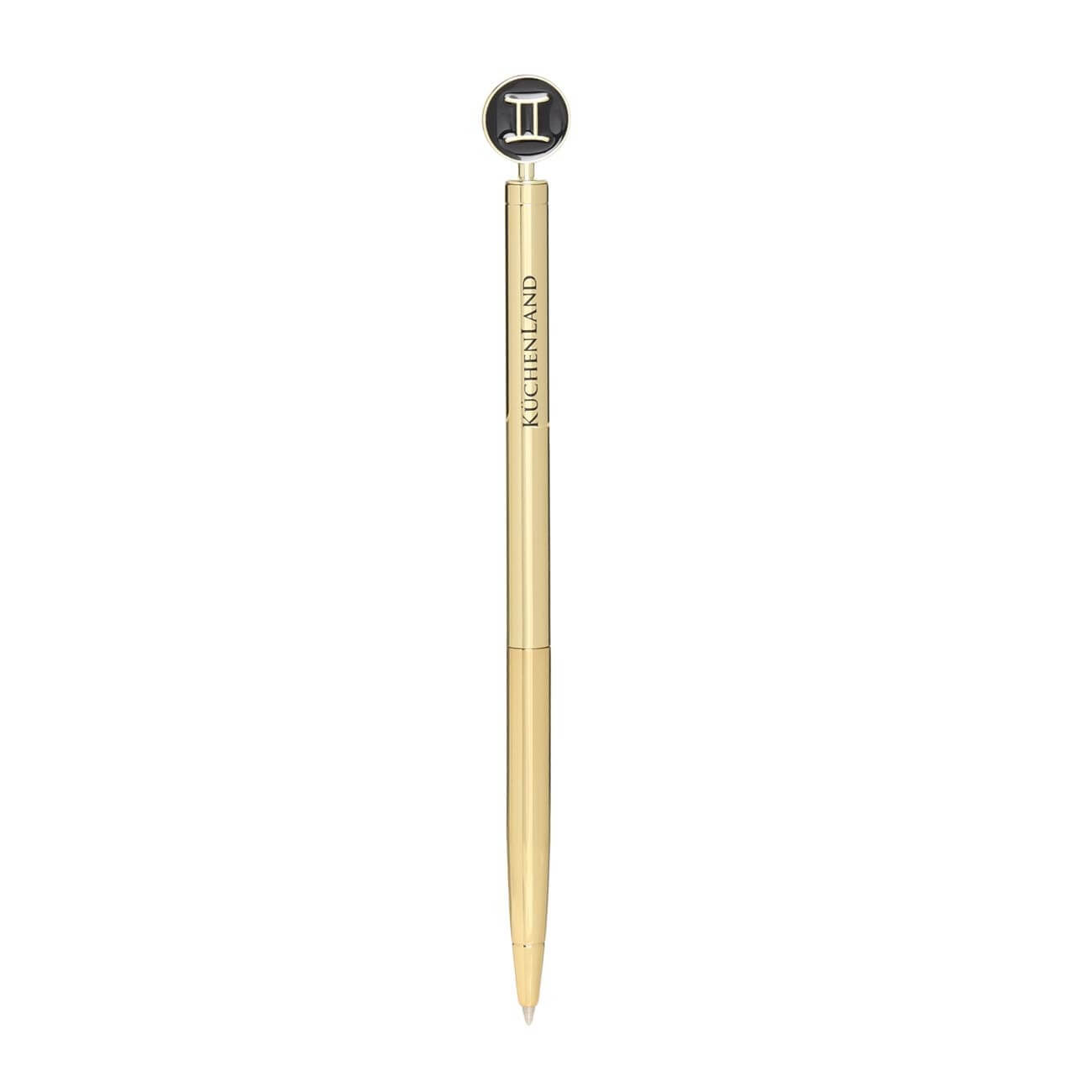 Ручка шариковая, 15 см, с фигуркой, сталь, золотисто-черная, Близнецы, Zodiac