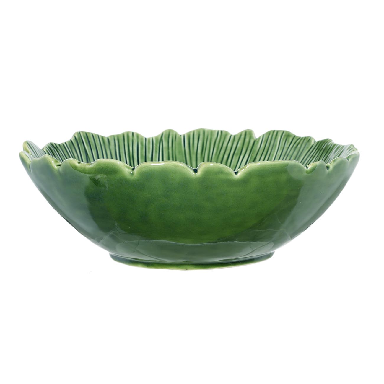 Салатник, 19х6 см, керамика, круглый, зеленый, Шишки на листе, Fir cone - фото 1