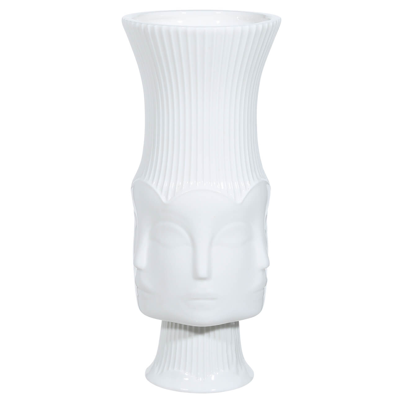Ваза для цветов, 22 см, декоративная, на ножке, керамика, белая, Лица, Face ваза для ов 26 см декоративная керамика белая лицо face