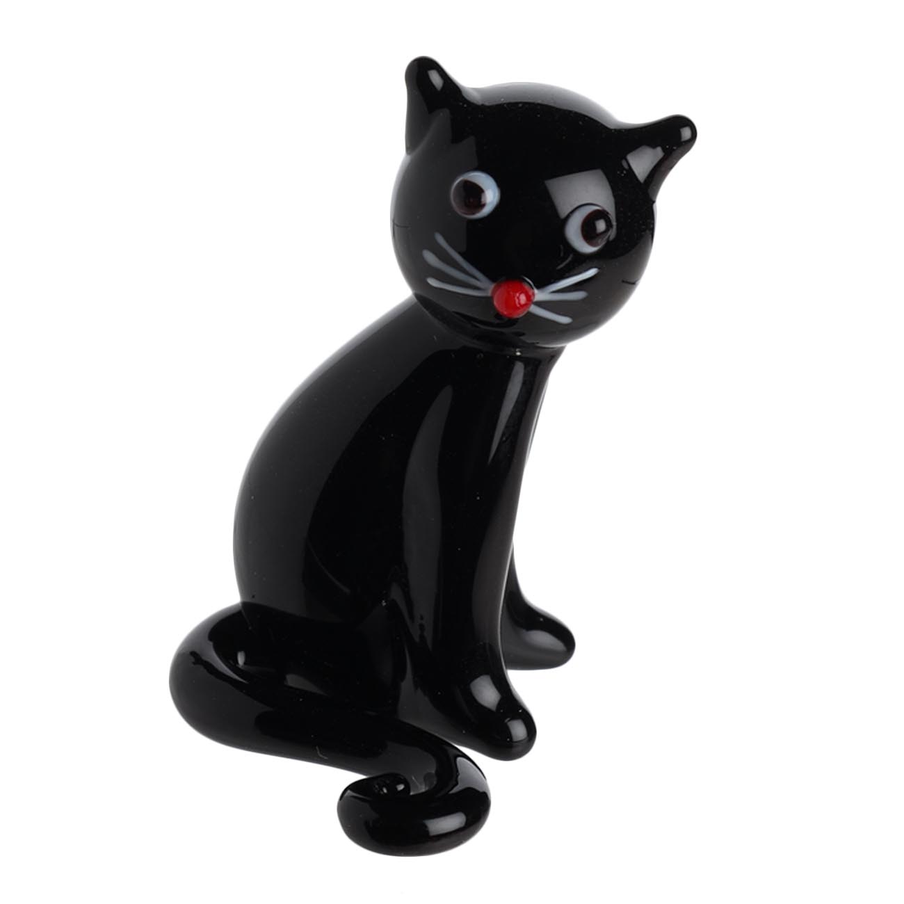 Статуэтка, 4 см, стекло, черная, Кошка, Cat - фото 1