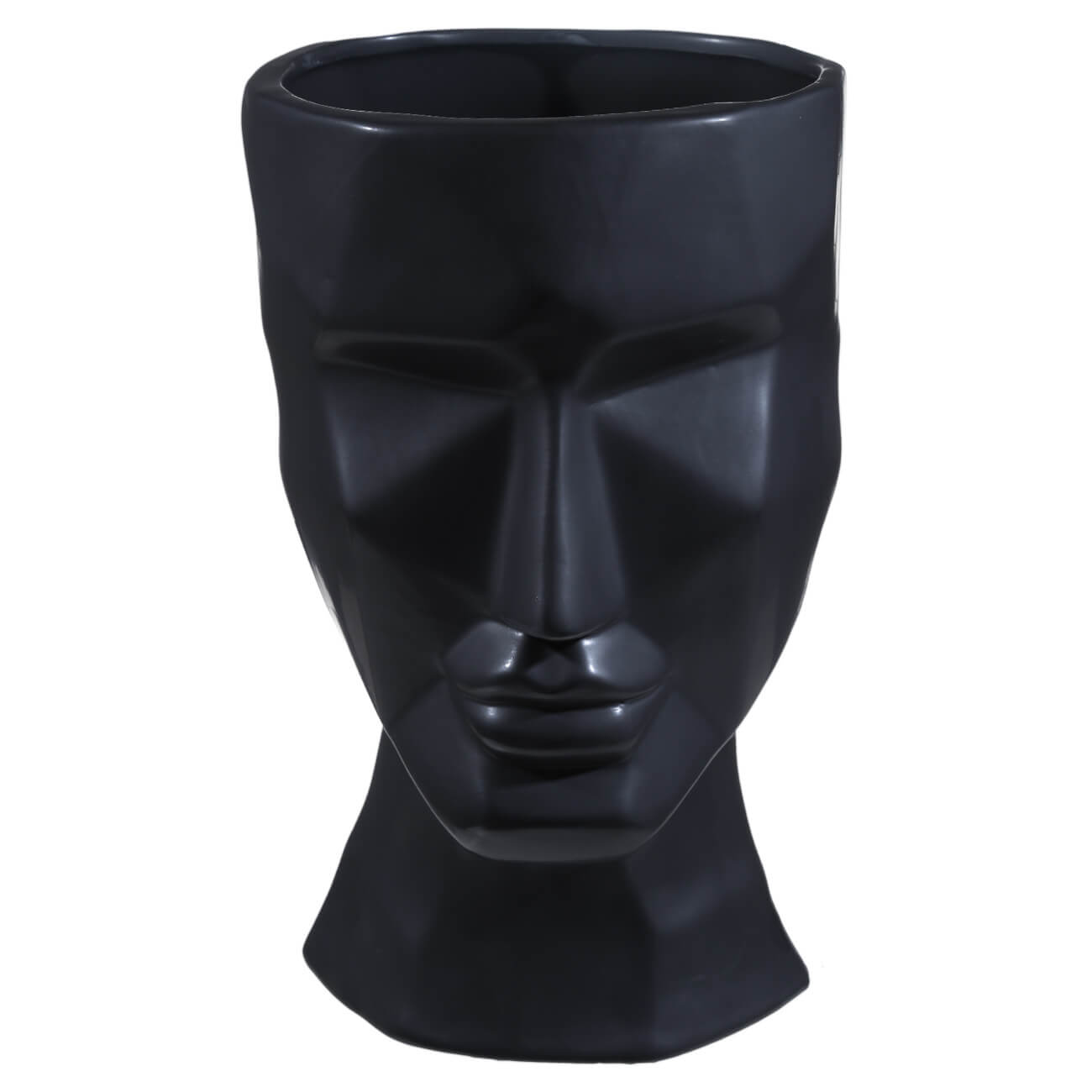 Ваза для цветов, 29 см, декоративная, керамика, черная, Графичное лицо, Face настольная лампа inspire swallow led 400лм 4k черная