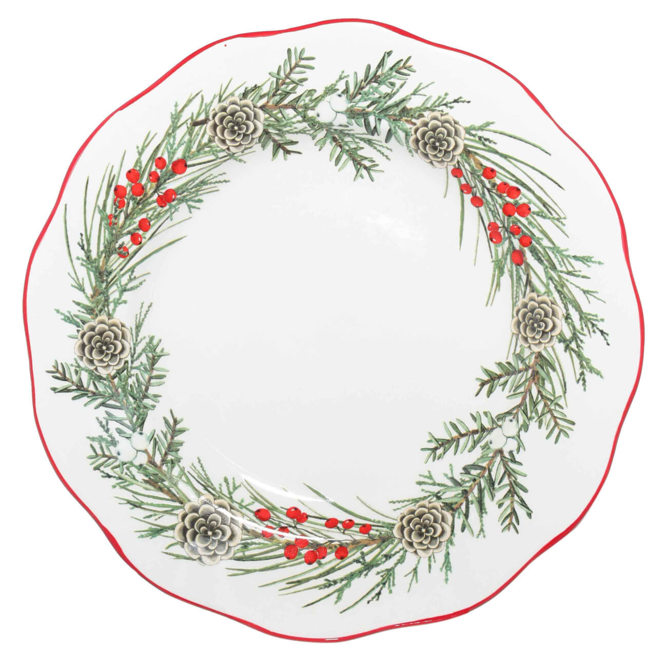 Тарелка обеденная, 25 см, керамика, Венок, Christmas tree - фото 1