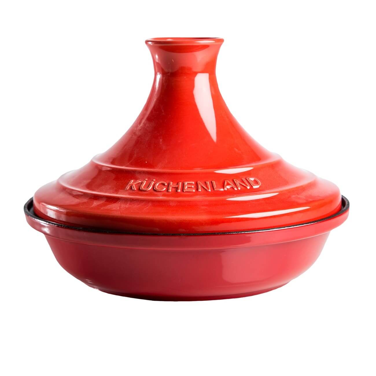 Kuchenland Тажин, 28 см, 2,2 л, с крышкой, чугун/керамика, красный, Bright