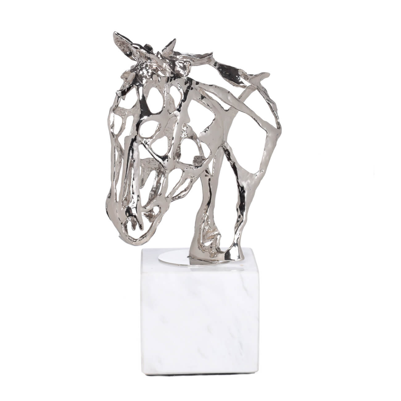 Статуэтка, 26 см, металл/мрамор, серебристая, Конь, Horse крылатый конь