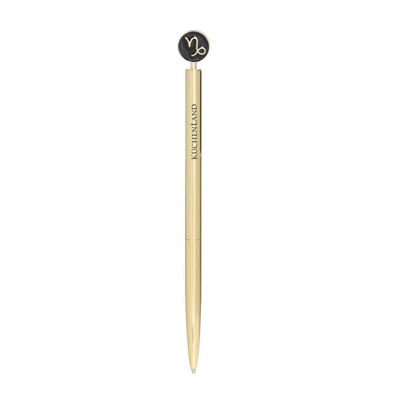 Ручка шариковая, 15 см, с фигуркой, сталь, золотисто-черная, Козерог, Zodiac