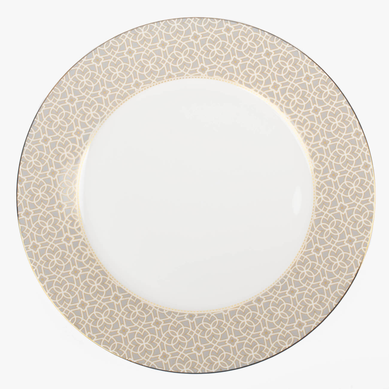 Тарелка обеденная, 27 см, фарфор F, серая, с золотистым кантом, Орнамент, Liberty тарелка для пасты portmeirion газания 20 см