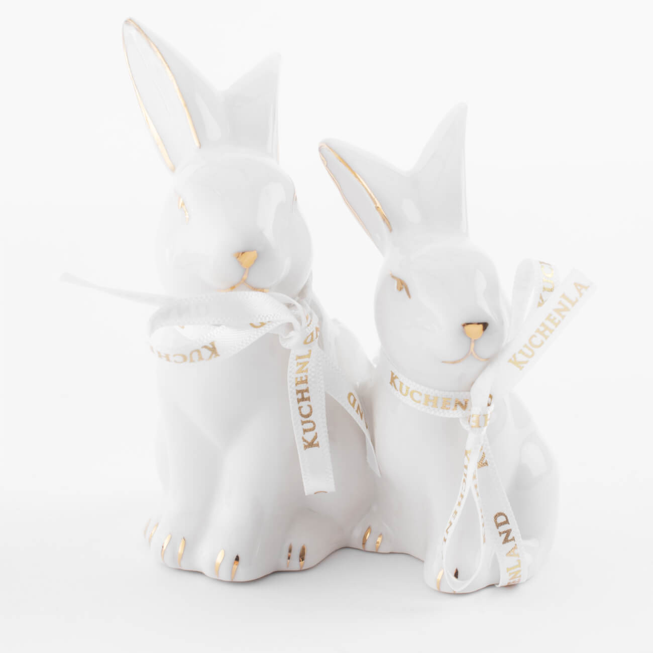 Статуэтка, 9 см, фарфор P, бело-золотистая, Кролики, Easter gold свеча 7 см бело золотистая яйцо с ветками easter gold